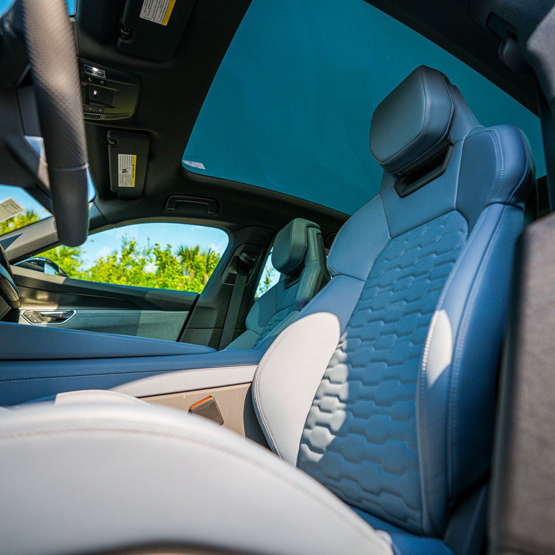 Interior view of an Audi vehicle. 
