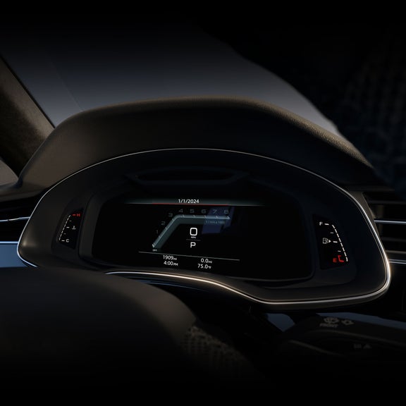 View of the Audi virtual cockpit in the Audi SQ8.