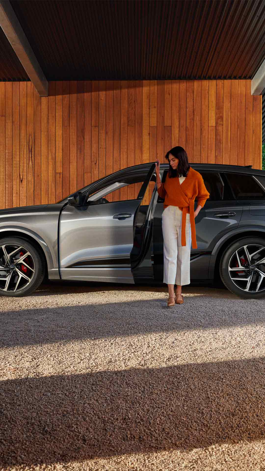 Side profile view of a parked Audi