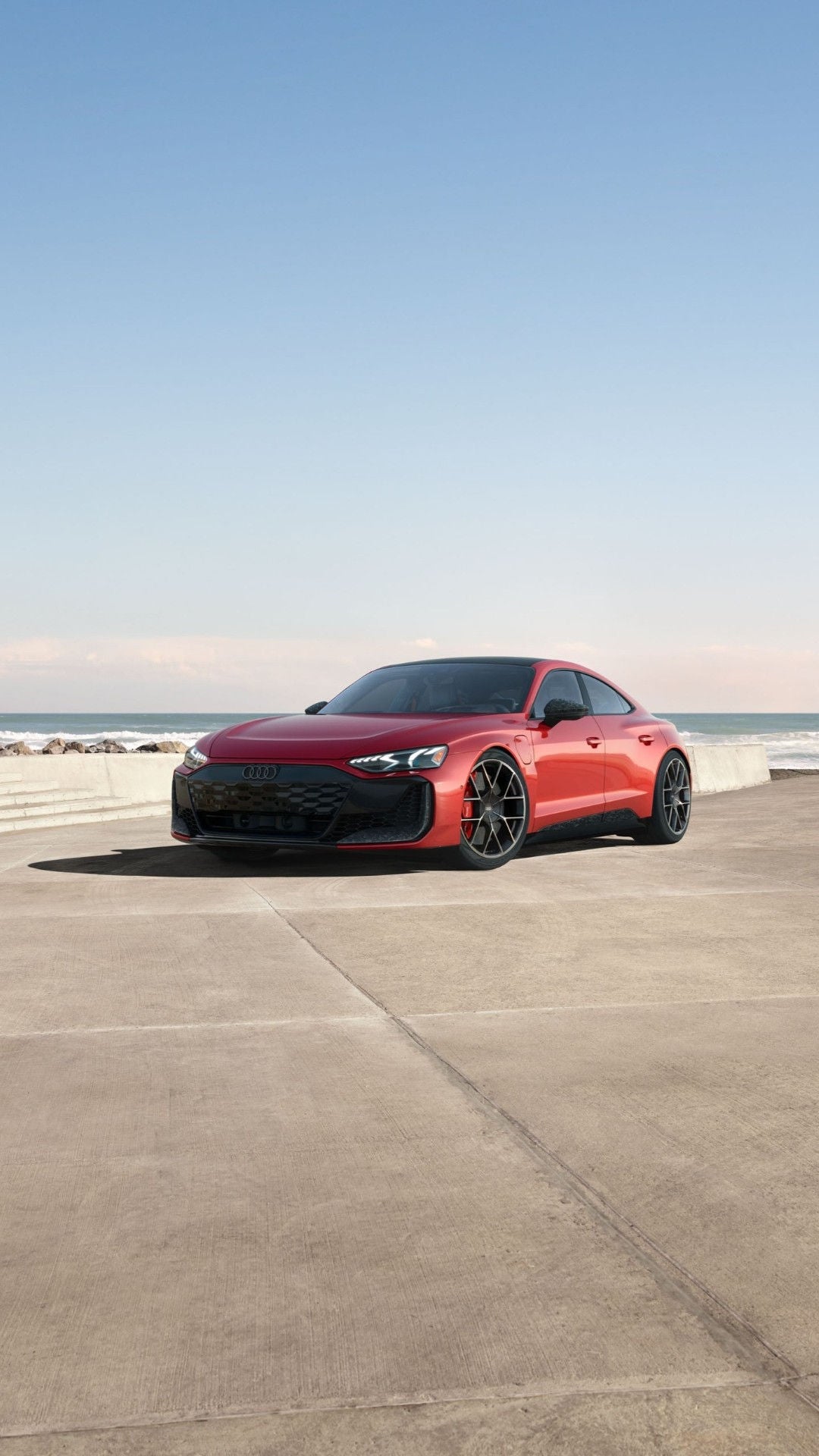 Three-quarter front profile of the Audi RS e-tron GT.