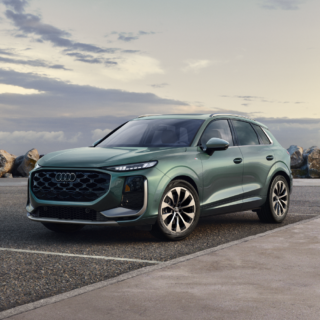 Front view of green Audi Q3