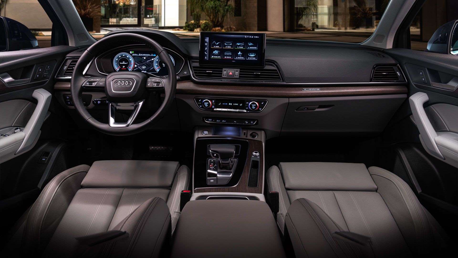 Interior dashboard view of an Audi Q5.