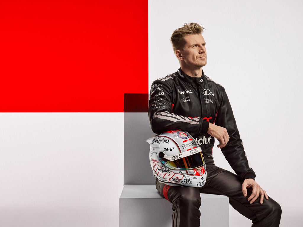 Portrait of Nico Hülkenberg in racing overalls.