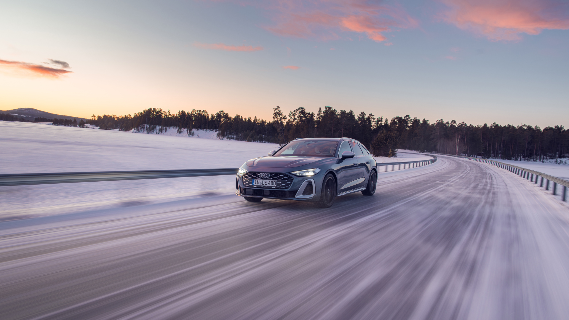 Audi driving in winter