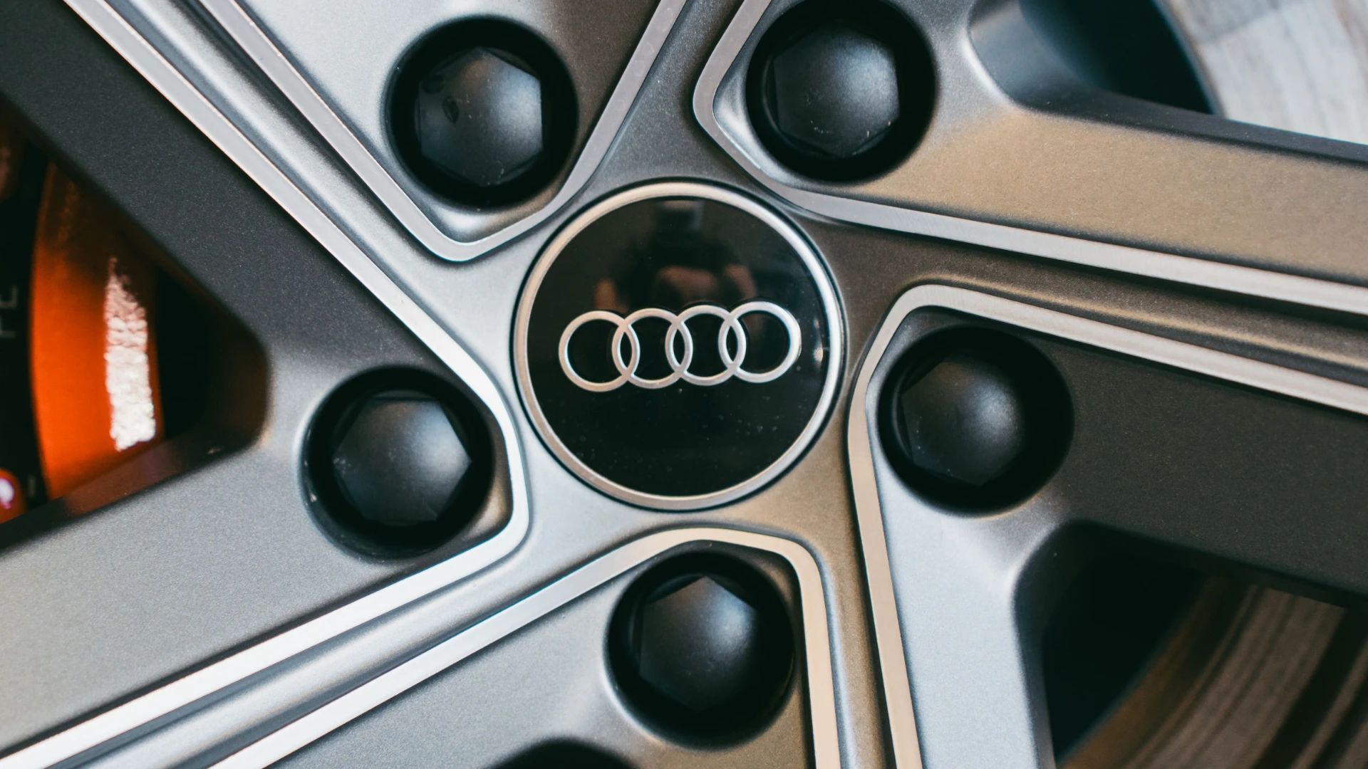 Close up view of an Audi tire.