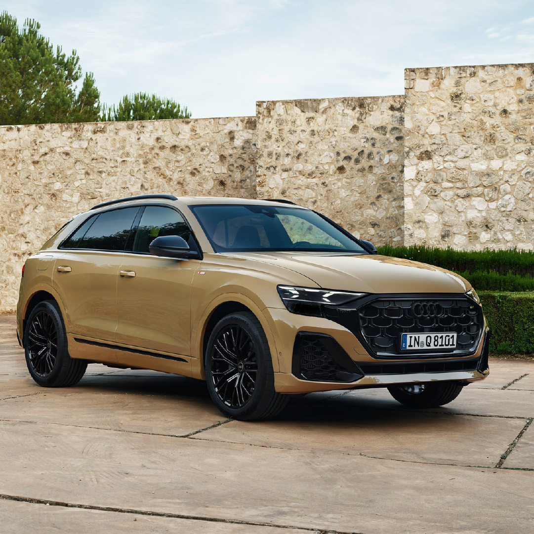 The Audi Q8 SUV in Sahkir gold metallic