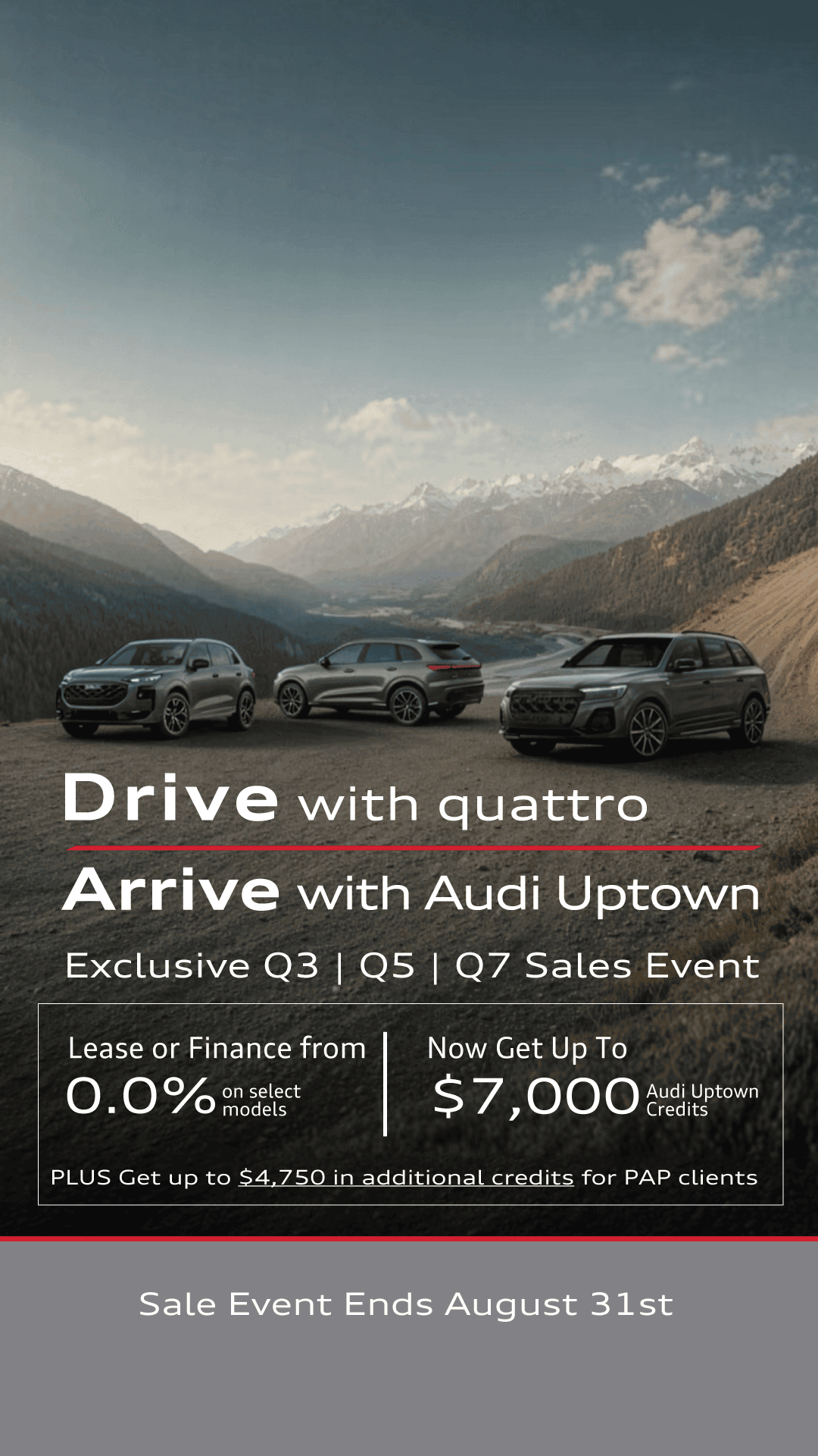Audi Q3, Q5 and Q7 with Drive quattro Sale Event and Offer