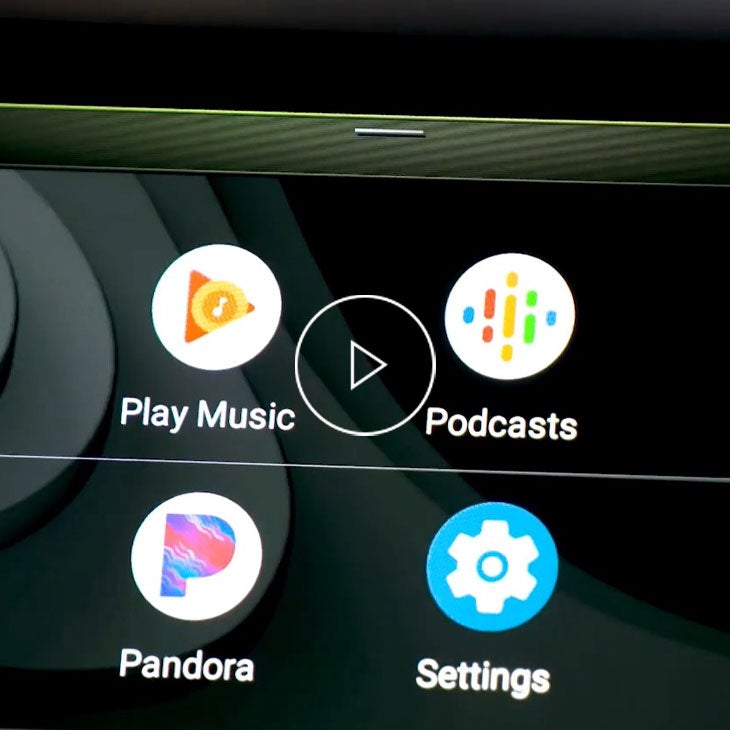 Close-up photo of the MMI screen in an Audi displaying the Android Auto options.