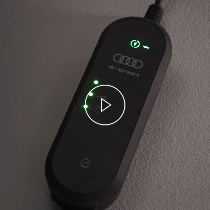 Close-up on Audi compact charger.