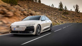 Three-quarter front view of the 2026 Audi A6 e-tron.