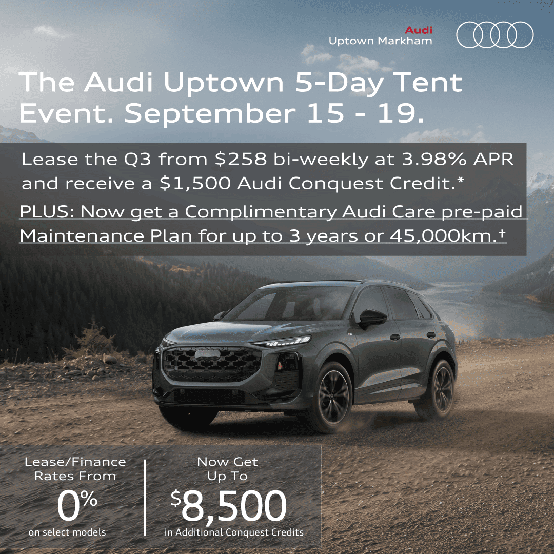 It's time for an Audi. Exclusive White Tent Sales Event is on now.