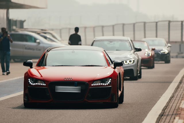 Red Audi R8 on Race Track in Greater Noida 