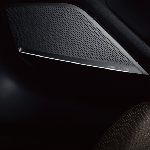 Close-up of the Bang & Olufsen speakers in the Audi RS 6 Avant. 