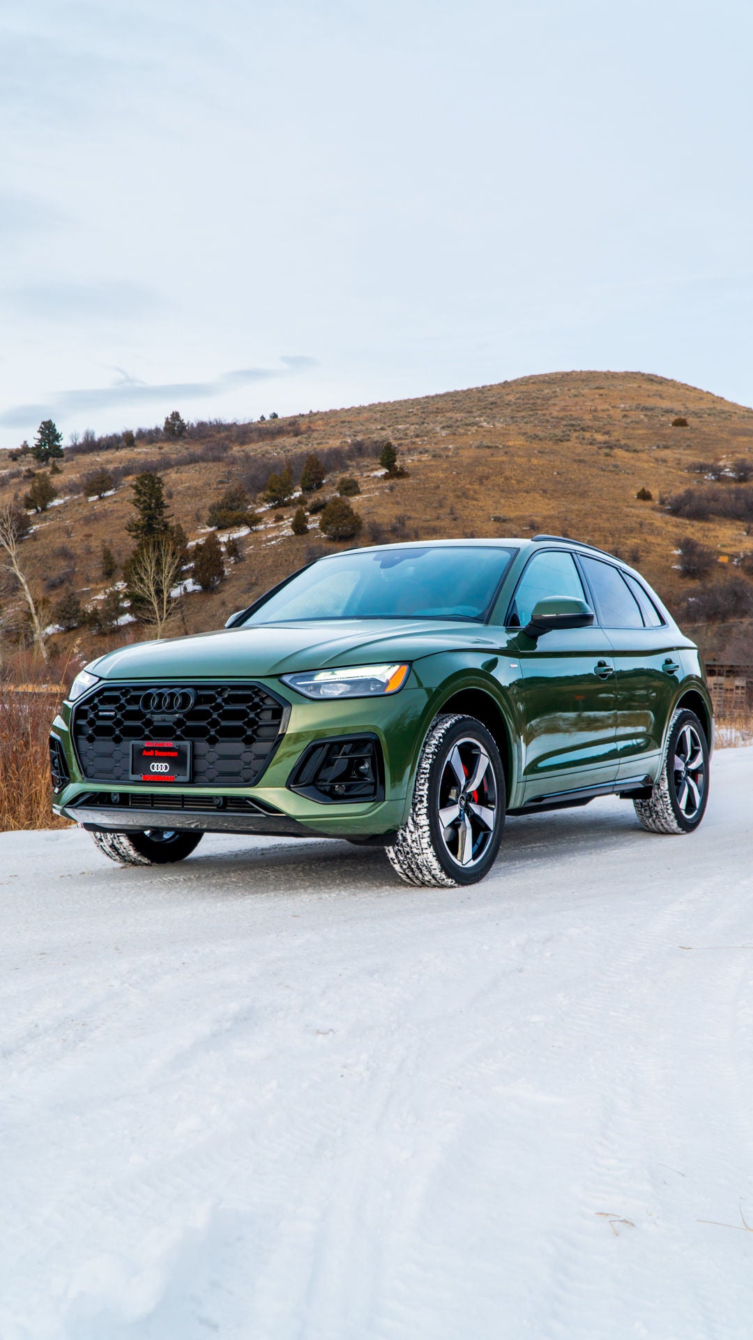 Profile view of an Audi vehicle accelerating.