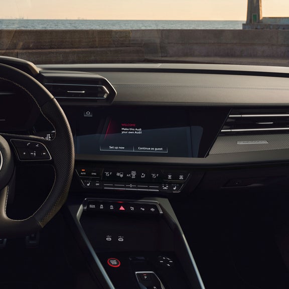 Close-up on the MMI display on the Audi S3.