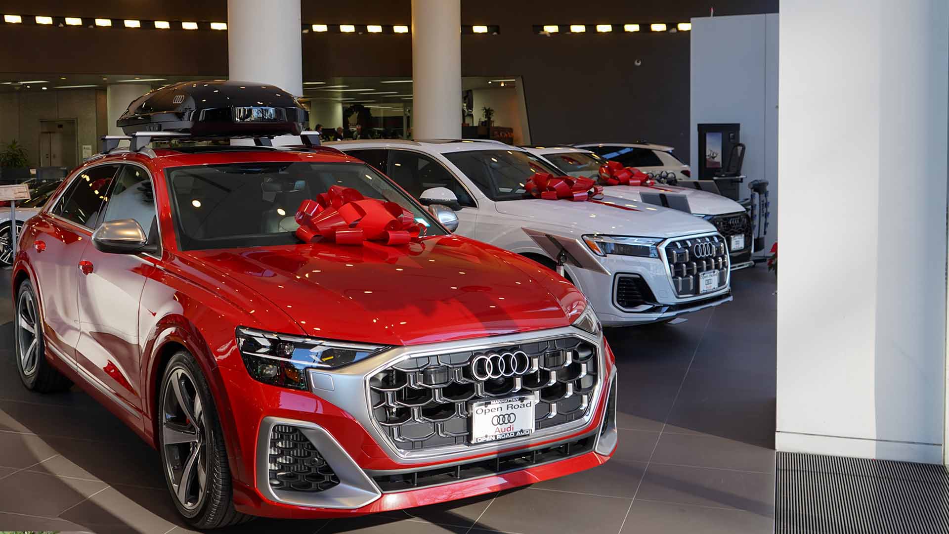 Front profile of a new red Audi