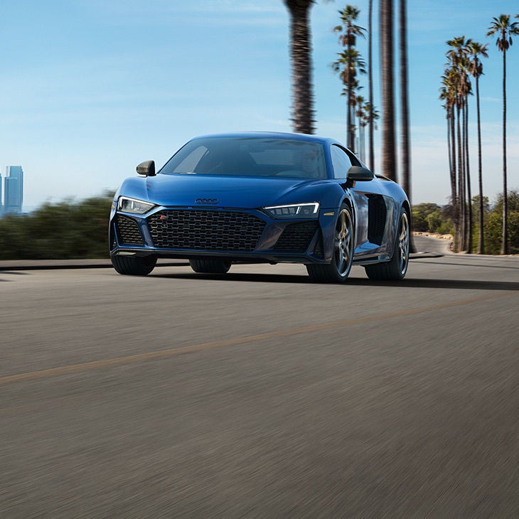 Profil avant de l’Audi R8 Coupé en accélération.