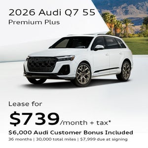 Front profile of 2026 Audi Q7 S line 55 parked