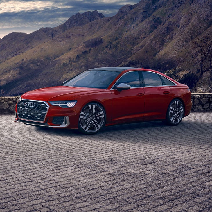 Three-quarter side view of the Audi S6.