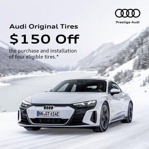 Audi e-tron GT on a snowy mountain road