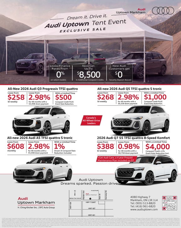 Weekly ad promoting key models with their respective offers
