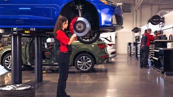 Vehicle being serviced. 