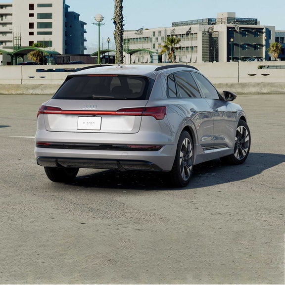 Three quarter rear profile of the Audi e-tron.