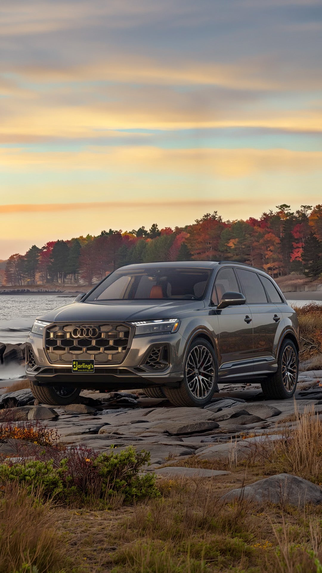 Audi SQ7 driving through mountain road in Maine