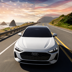 Audi A5 with flag