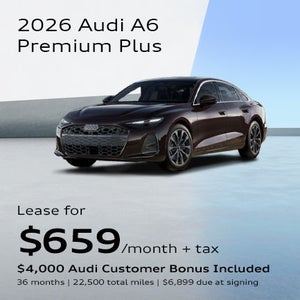 front facing 2026 Audi A6 Sedan Premium Plus driving
