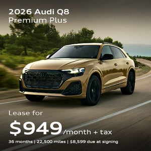 front facing 2026 Audi Q8 Premium Plus driving