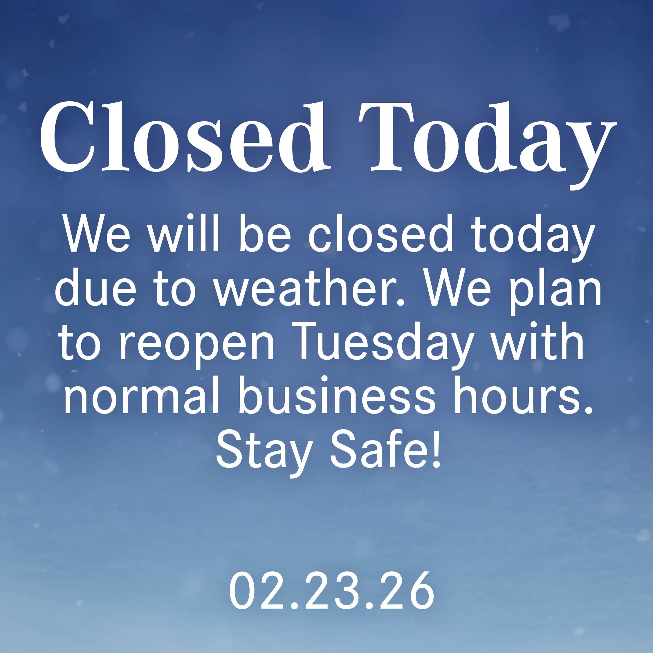 Holiday Hours