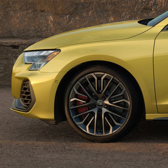 Close-up of a signature Audi S3 wheel.