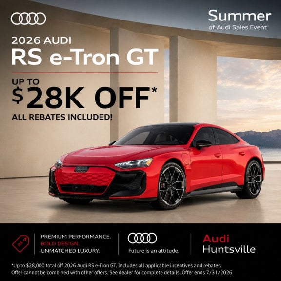 2026 Audi RS e-tron GT Save Up To $28,000 at Audi Huntsville.
