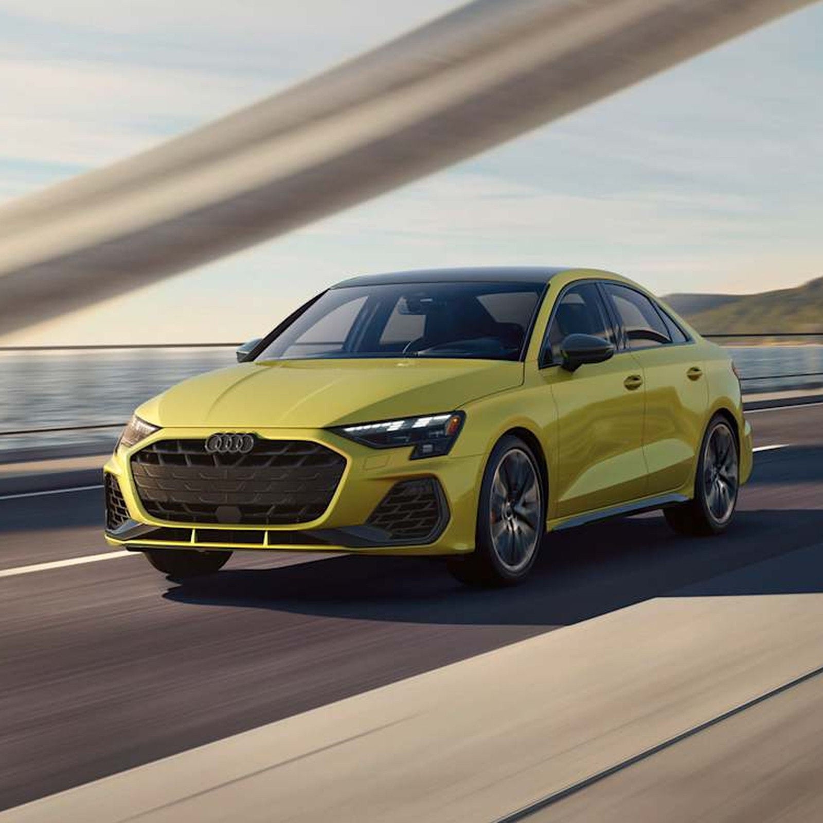 2026 Audi S3 driving, front view.
