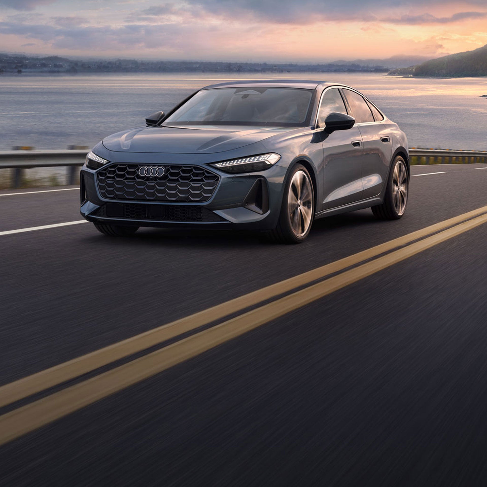 Three-quarter front view of the Audi A5.