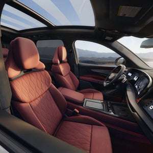 Interior view of the Audi SQ7, showing the front seats.