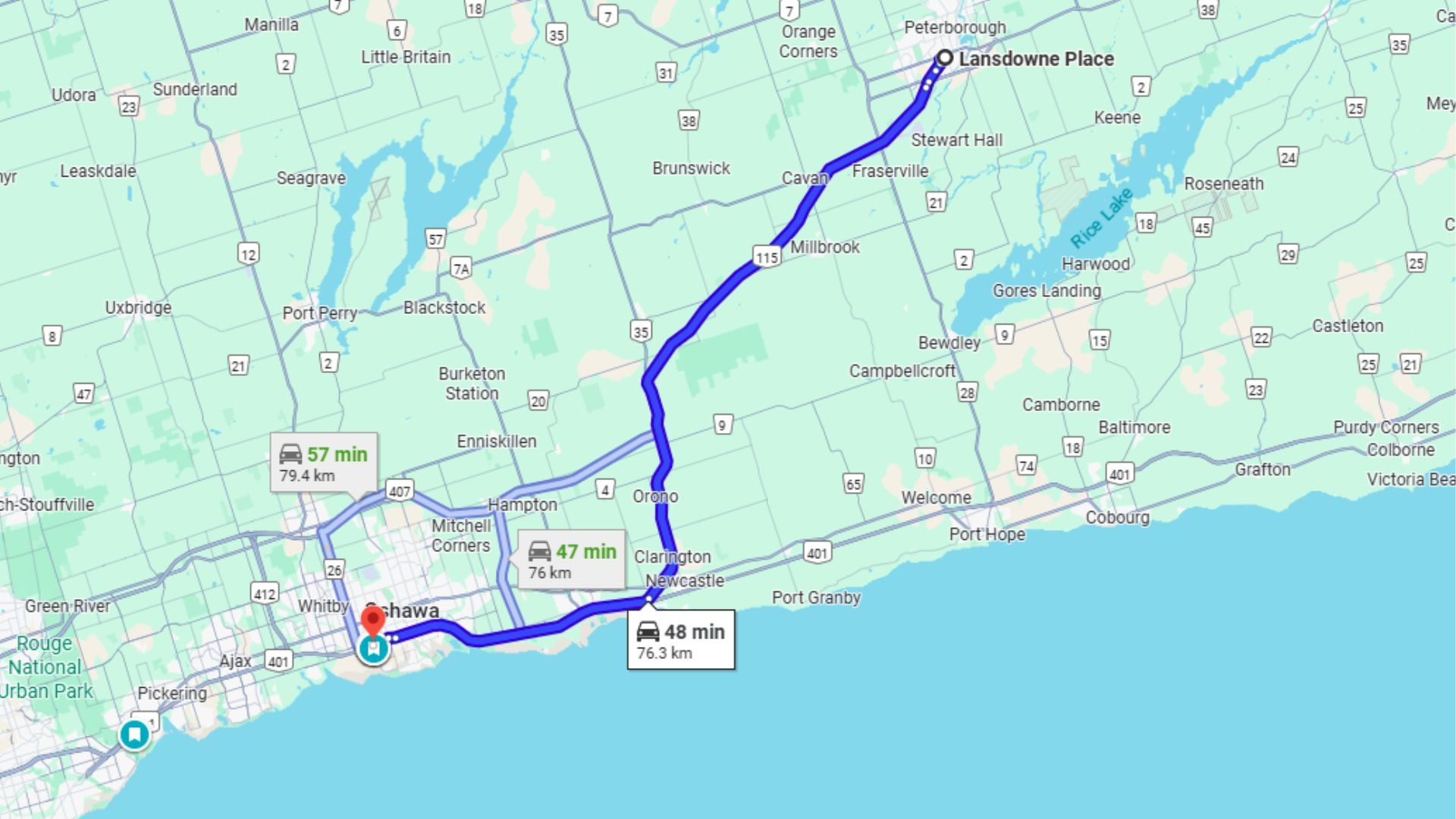 Map from peterborough to audi durham