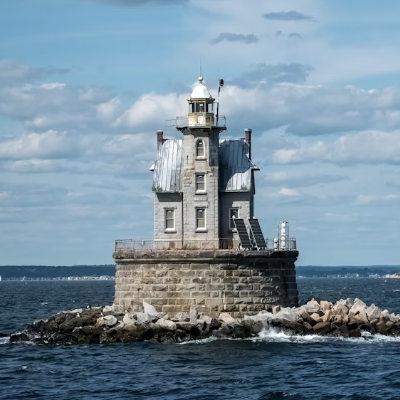 A lighthouse situated in Long Island, New York