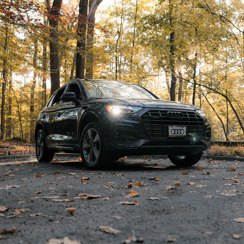 Quarter view of a moving Audi.