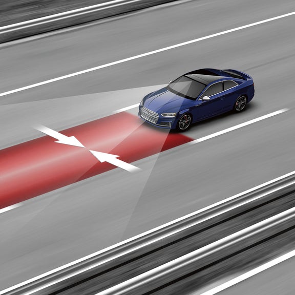 Demonstration of Audi lane departure warning feature.