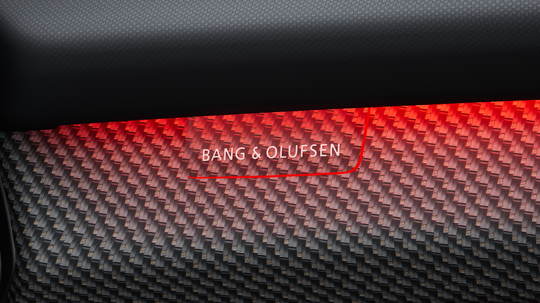 Close-up of a speaker from the Bang & Olufsen Premium Sound System.