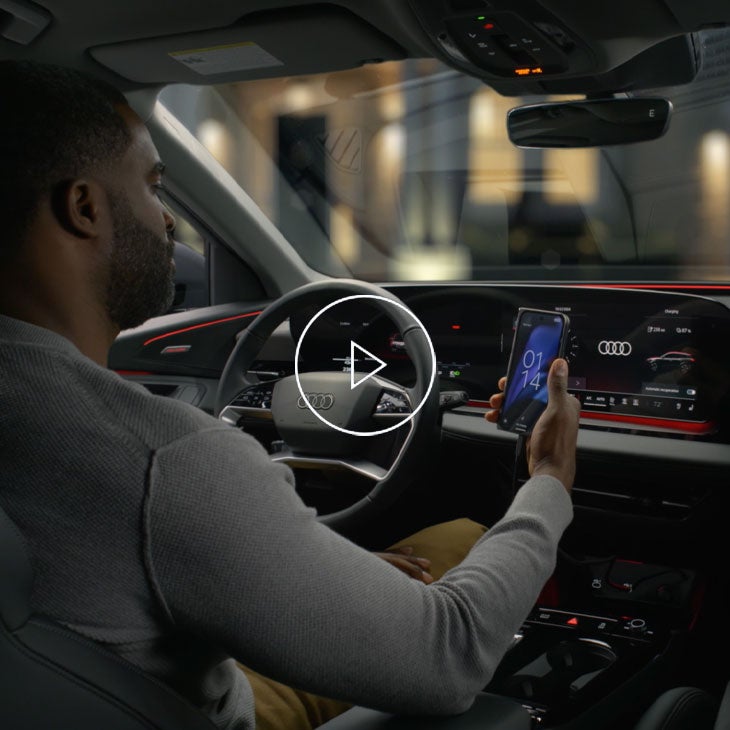 Close up on the myAudi app displaying the Remote start feature.