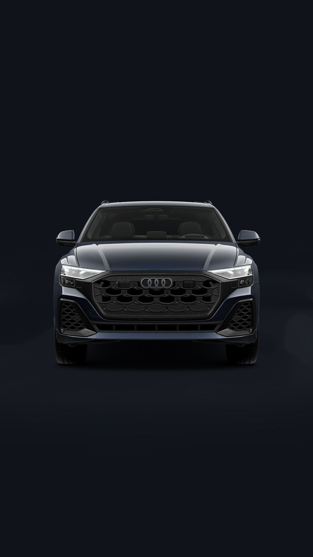 Three-quarter side view of the Audi Q8.