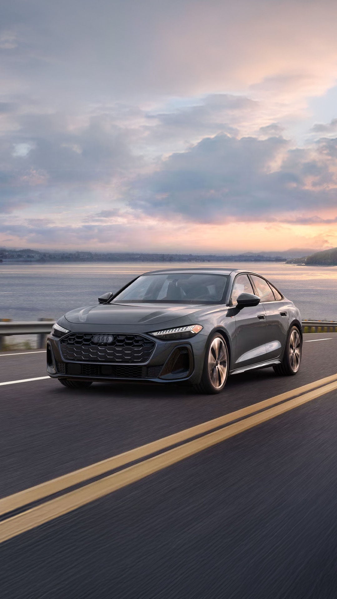 2026 Audi A5 driving on a coastal road