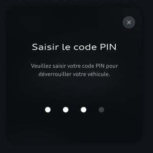 L’écran de saisie du NIP s’affiche et demande à l’utilisateur d’entrer son NIP pour déverrouiller son véhicule. 