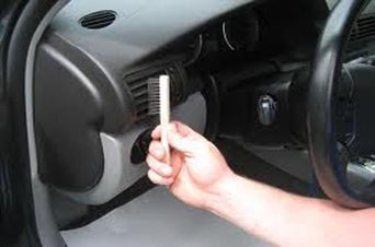 Vehicle being serviced. 