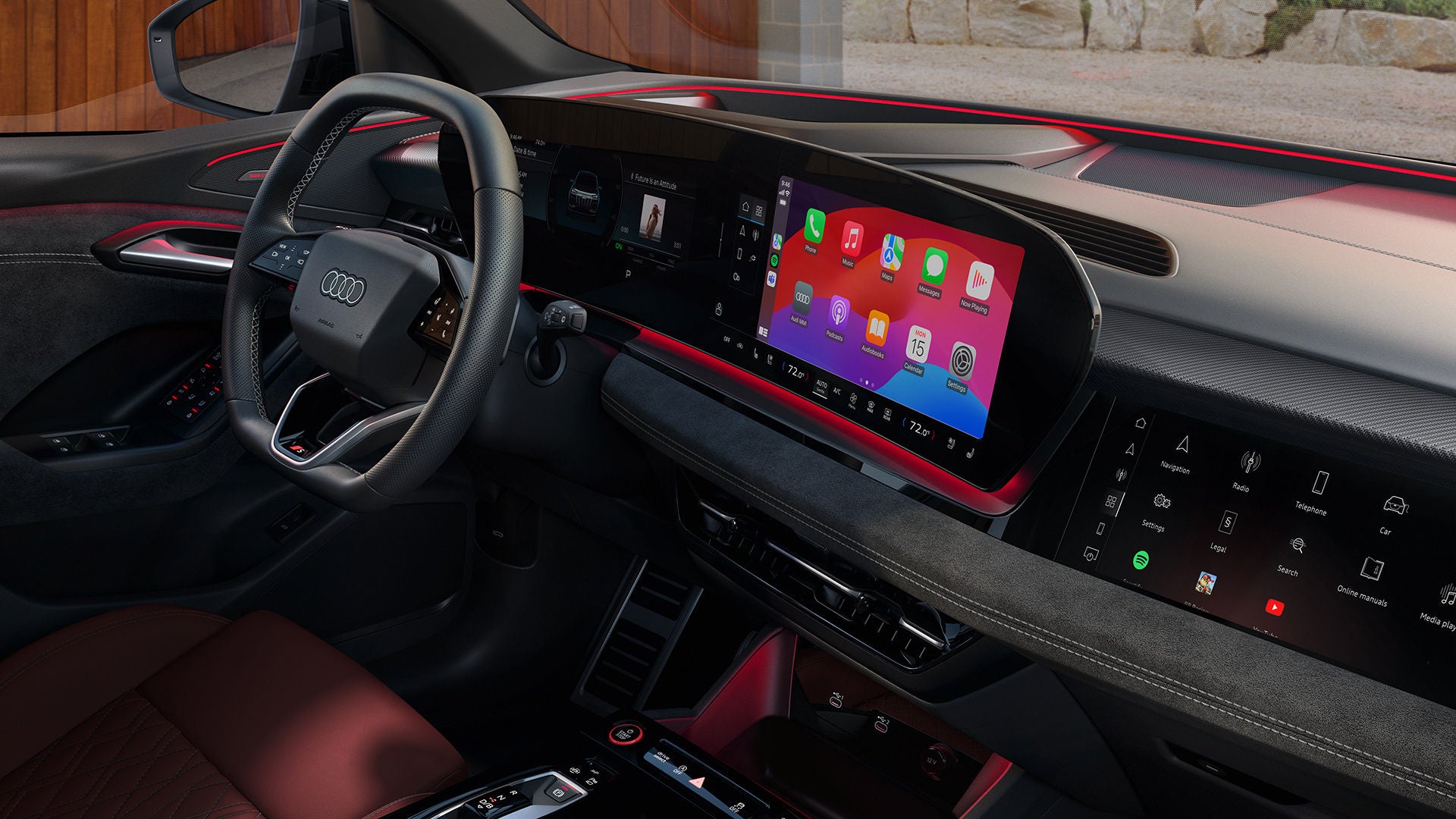 Interior view of an Audi SQ6 e-tron.