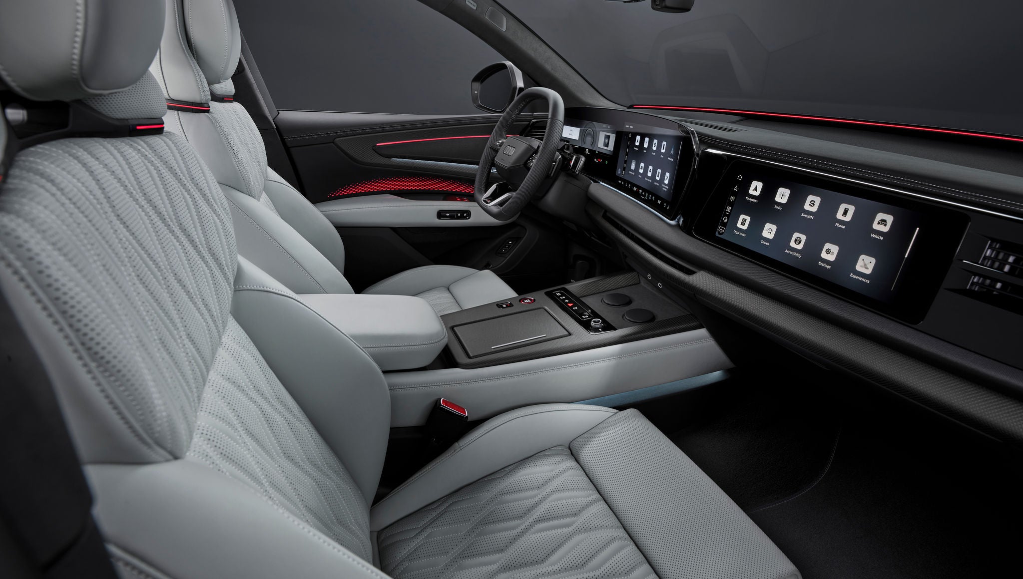 Interior shot of the all new Audi Q9 white seats