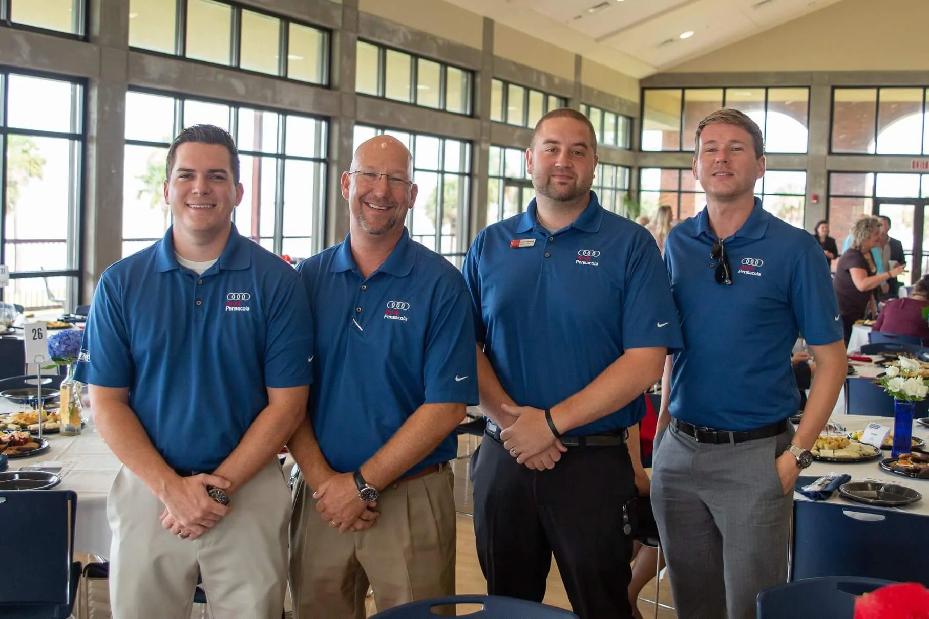 image of Audi Pensacola GM Jimmy Herlocker turned out with some of his team at United Way of Escambia County's Annual Meeting on August 9th. Left to right: Travis Kiser, Jimmy Herlocker, William Nichols, Shane Welborn.